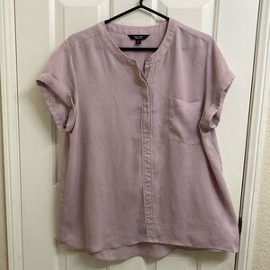 Talbots Purple Mandarin Collar Short Sleeve Shirt